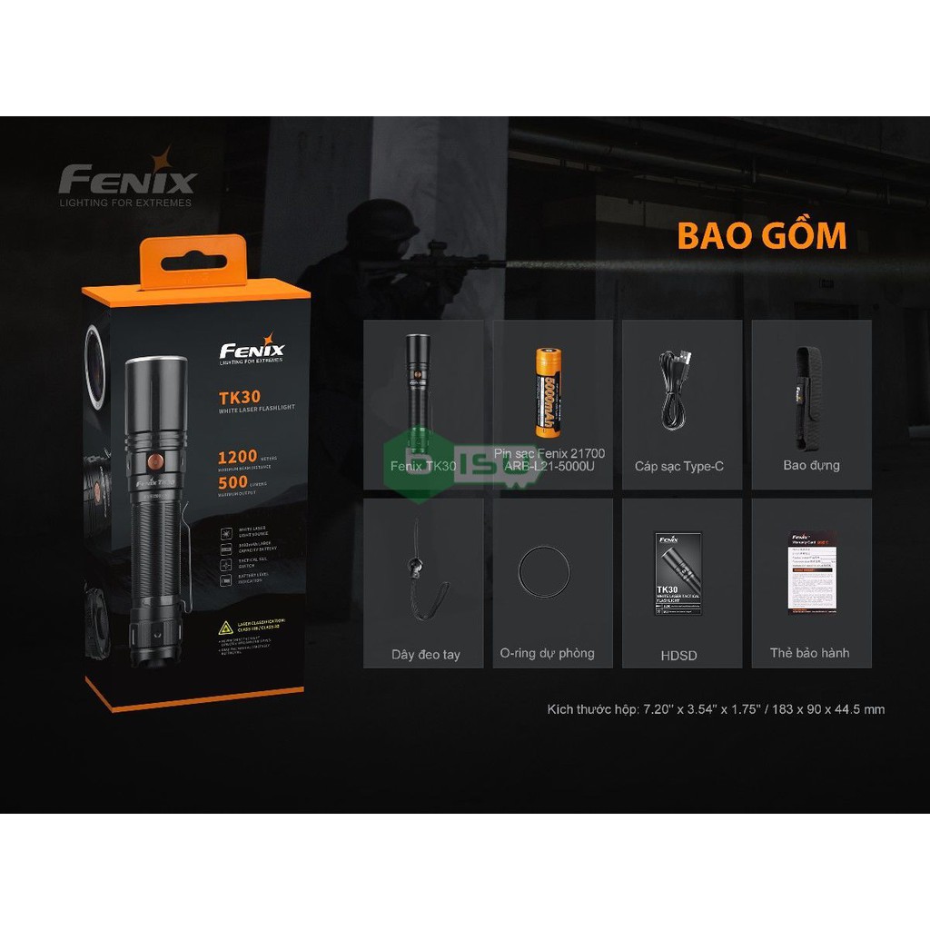 ĐẠI LÝ ĐỘC QUYỀN FENIX - Đèn pin Fenix - TK30 (đèn laser trắng, 500 Lumens, chiếu xa 1.2km)