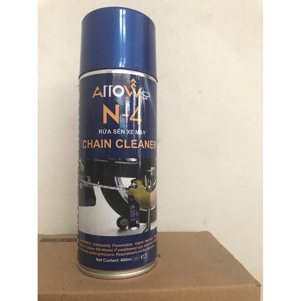 [HCM][SỐC] Chai Xịt Rửa Và Bảo Dưỡng Sên Xe Máy Đa Năng Arrow SP N-4 Chain Cleaner Và ArrowSP Chain Lube (400ml) + T