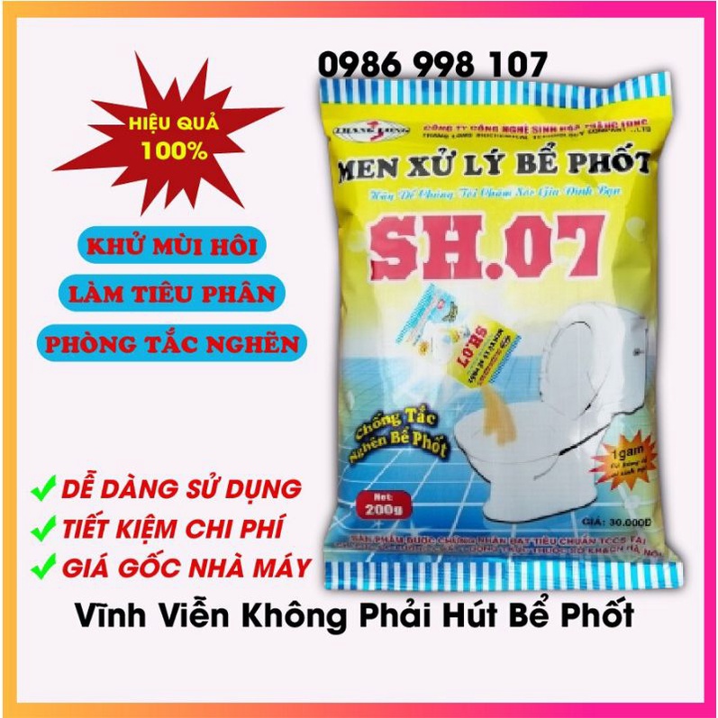 Khử Mùi Hôi - Phòng Tắc Nghẽn Hầm Cầu - Men Xử Lý Bể Phốt SH07 -  Vĩnh Viễn Không Phải Hút Bể Phốt