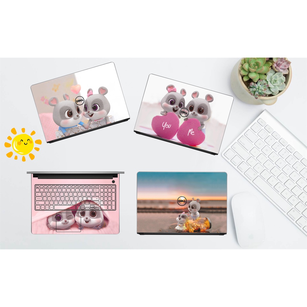 Skin cặp đôi chuột Micker và Donan cực dễ thương Miếng dán máy tính laptop in hình theo yêu cầu decal Laptop 3M chuẩn