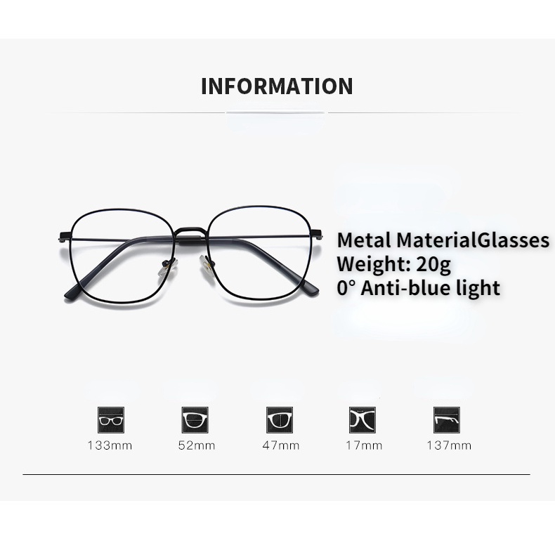 Phụ nữ mới kính bảo vệ bức xạ của nam giới kính cận thị chất liệu kim loại gọng lớn kính cận thị độ 0 ° đến-6.0 °