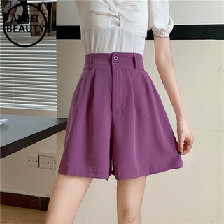 Quần Short Ống Rộng Lưng Cao Màu Tím Thời Trang