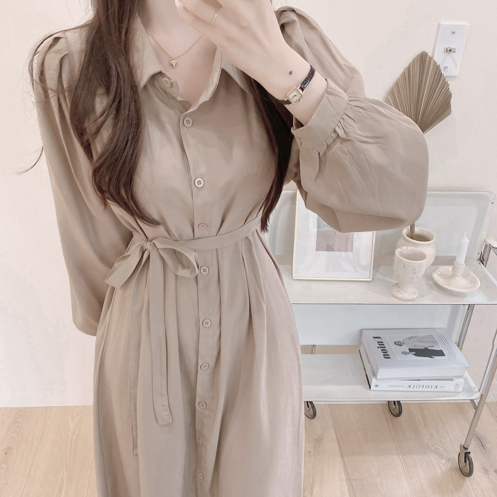 Đầm Sơ Mi Dài Tay Màu Trơn Thanh Lịch Dành Cho Nữ 37946