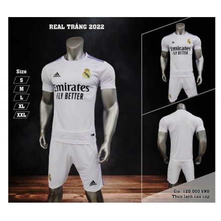 Bộ áo bóng đá Real trắng Super hàng việt nam cao cấp 2022-2023