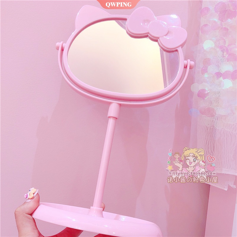 1 Gương Trang Điểm Để Bàn Hình Hello Kitty Màu Hồng Dễ Thương Cho Bé Gái