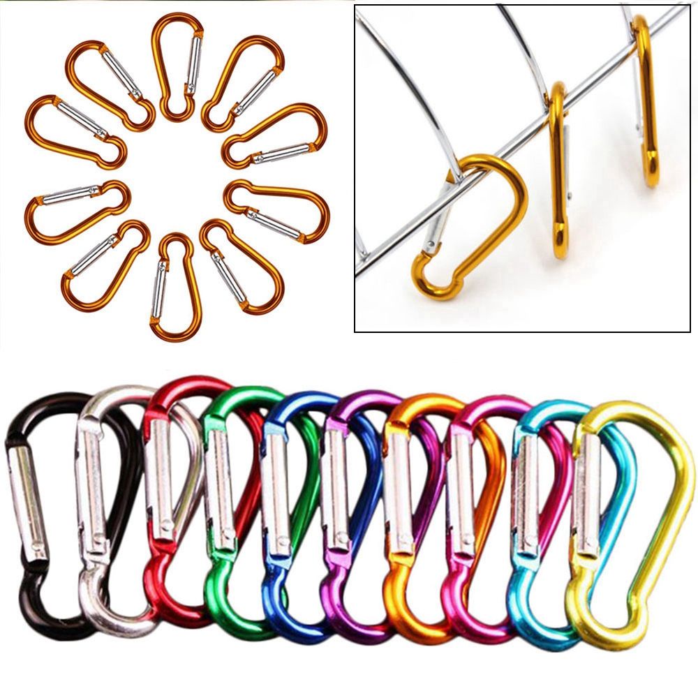 Set 2/5 Móc Khóa Hợp Kim Nhôm 7 Màu Dùng Cắm Trại Leo Núi Tiện Lợi