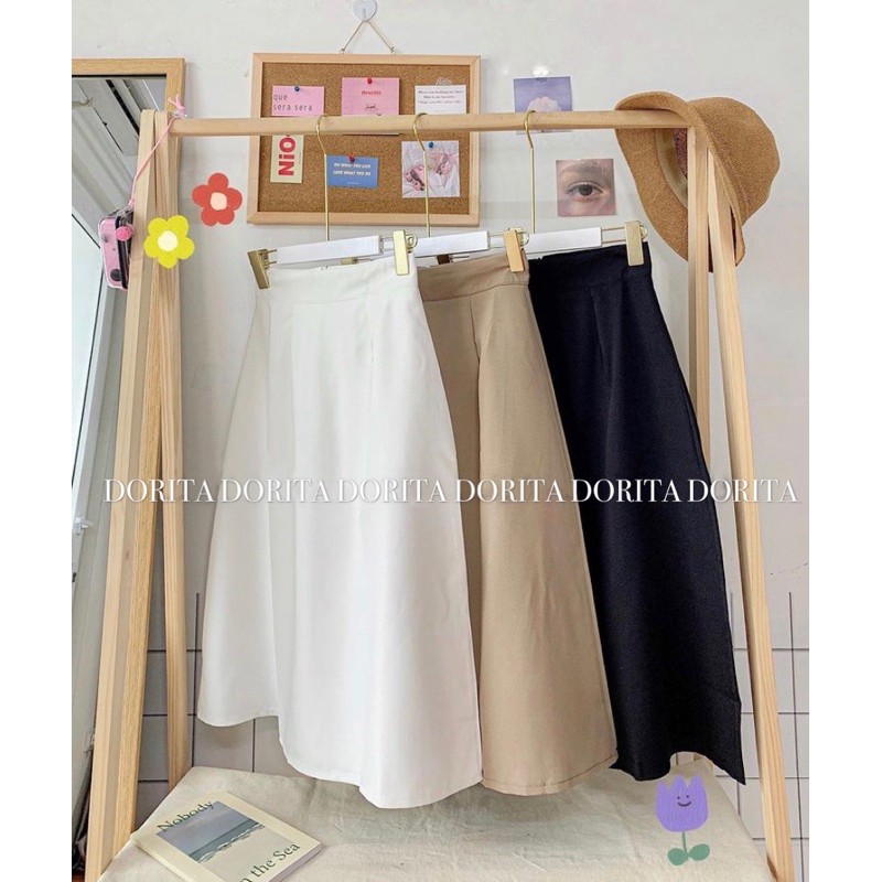 [Ảnh thật/Video] Chân váy Ulzzang cạp cao, chân váy dài Hàn Quốc - Dorita Boutique