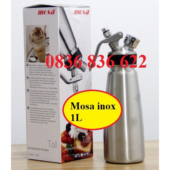 Bình Xịt Kem Tươi Mosa Inox 1L - Hàng Nhập Khẩu