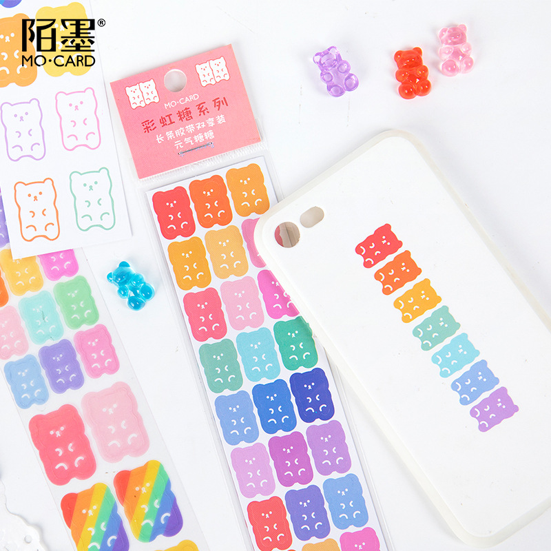 Set 2 tờ miếng dán washi trang trí màu sắc cầu vồng