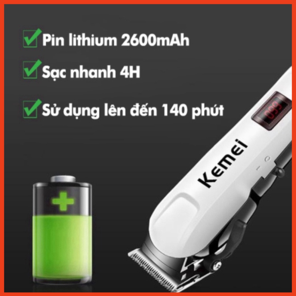 Tông Đơ Cắt Tóc Không Dây Chuyên Nghiệp Kemei 809A - Máy Hớt Tóc Pro Salon