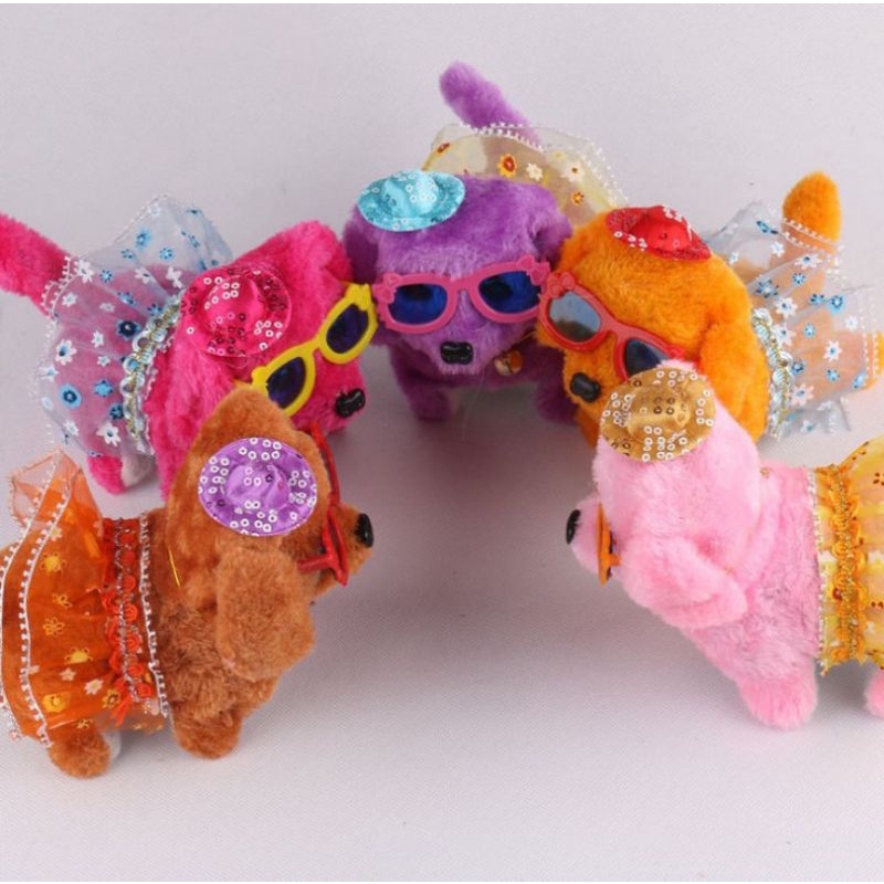 Đồ chơi chó bông biết đi chuyển sủa mắt sáng quẫy đuôi