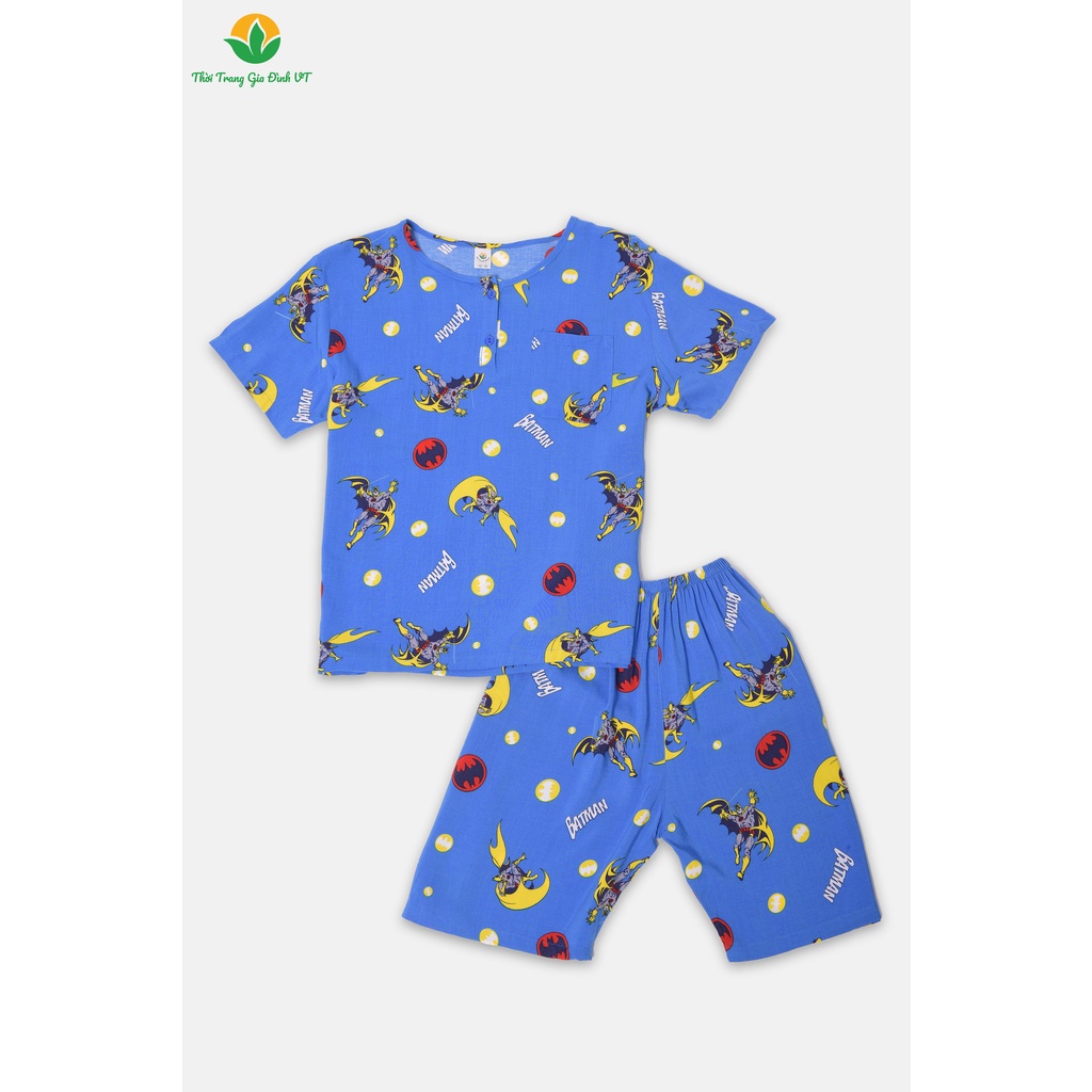 Bộ mặc nhà bé trai size đại mùa hè Việt Thắng quần cộc áo cộc bigsize, chất lanh - B63.2213