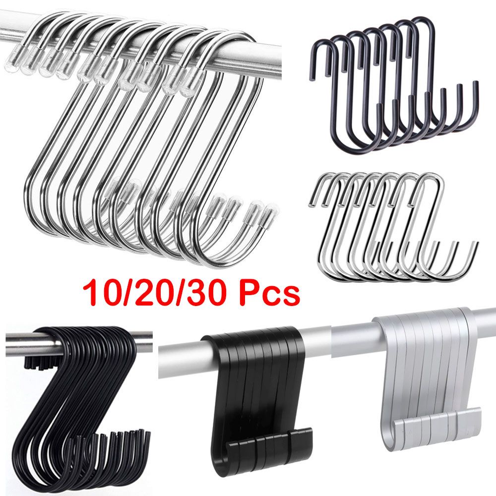 Set 10 móc treo hình chữ s bằng thép không gỉ đa màu sắc siêu bền tiện dụng cho nhà bếp nhà tắm