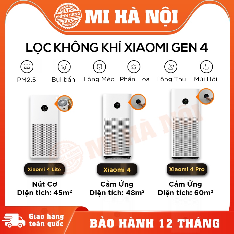 Máy Lọc Không Khí Xiaomi Mi Air Purifier Gen 4 / 4 Lite / 4 Pro / 4 Compact / Elite - Bản Quốc Tế
