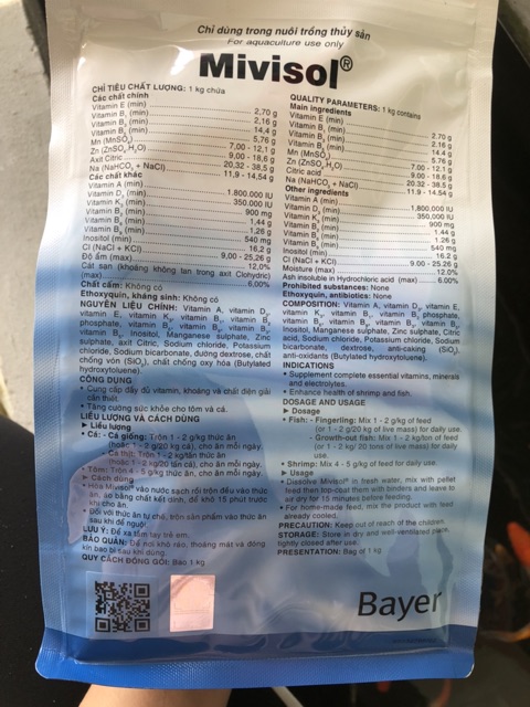 Vitamin, khoáng, điện giải cho cá - mivisol- bayer