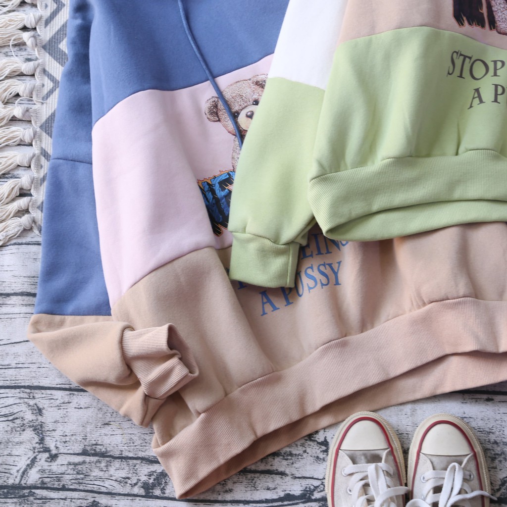 ÁO HOODIE GẤU PHỐI MÀU