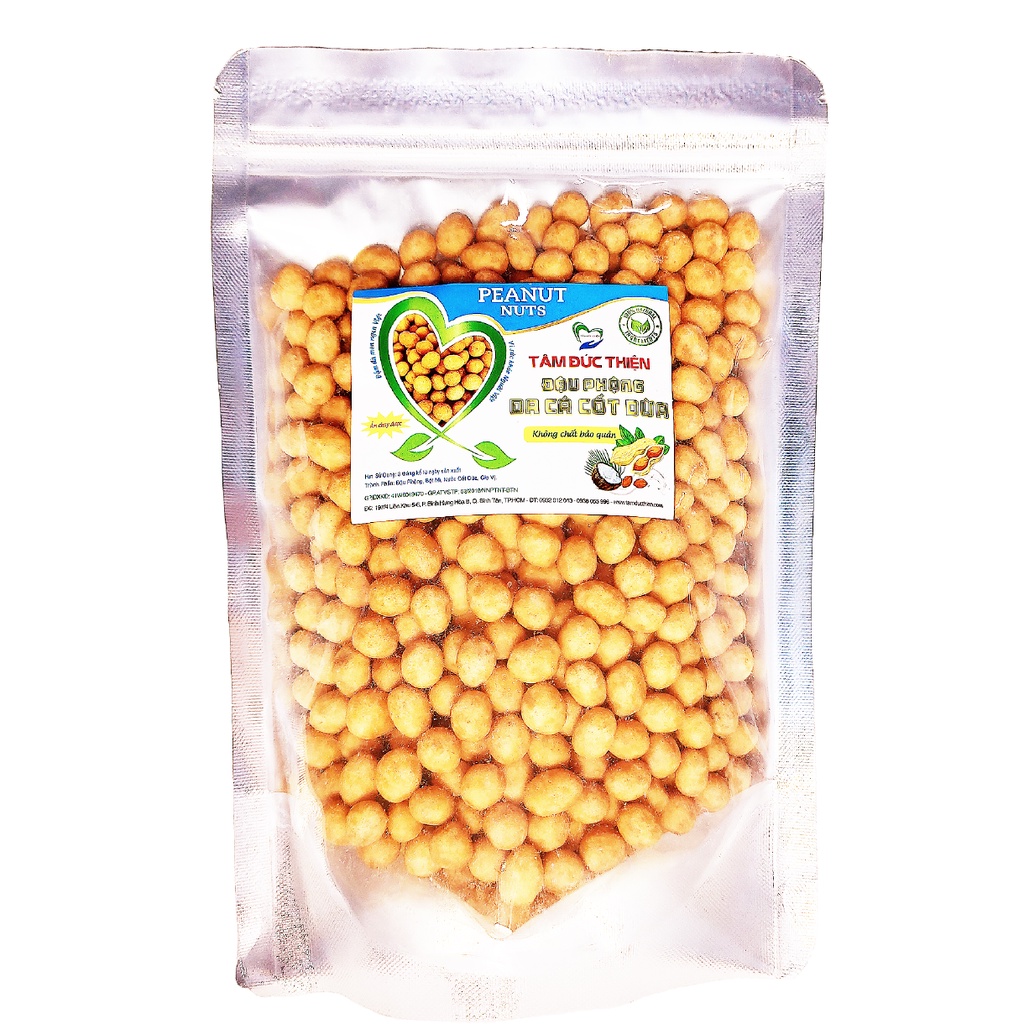 Combo 3 Túi Zip: đậu phộng da cá cốt dừa 500GR đậu hà lan rang muối 500gr bim bim que hà lan 405GR Tâm Đức Thiện