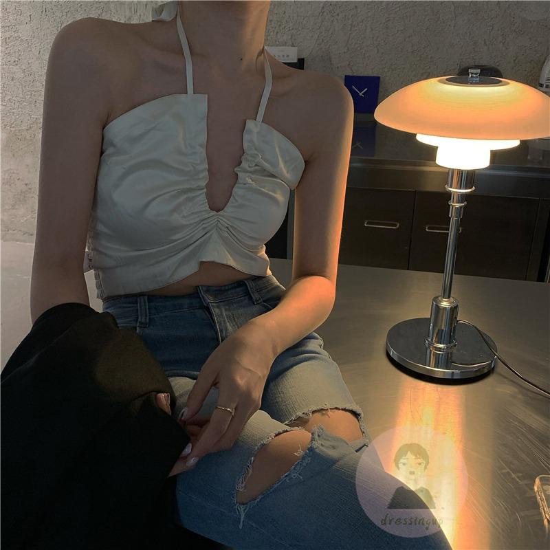 DRE-Women Fashion Halter Backless Tops,Summer Stylish Sleeveless Tops