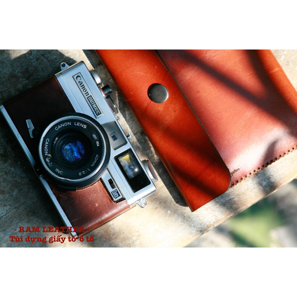 Túi Đựng Giấy Tờ Ô Tô Da Bò Nâu Sáng RAM Leather