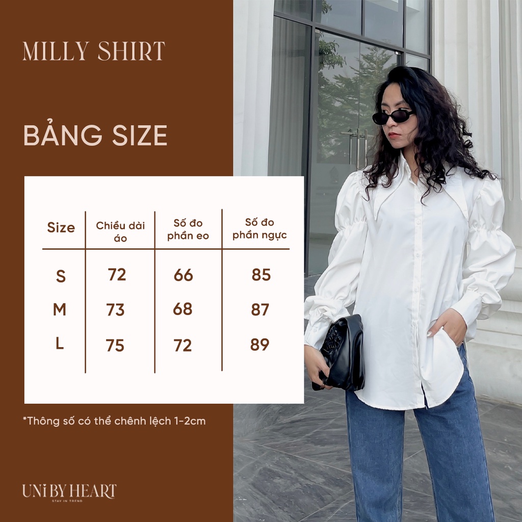 Áo sơ mi nữ Milly Shirt SMI006 thiết kế tay bồng trendy, thời trang - Uni By Heart