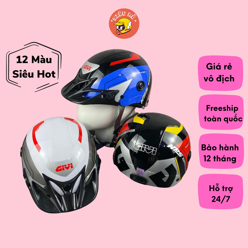 Mũ bảo hiểm nửa đầu chính hãng Givi , nón bảo hiểm đa dạng màu sắc sơn nhám bền màu phù hợp mọi lứa tuổi