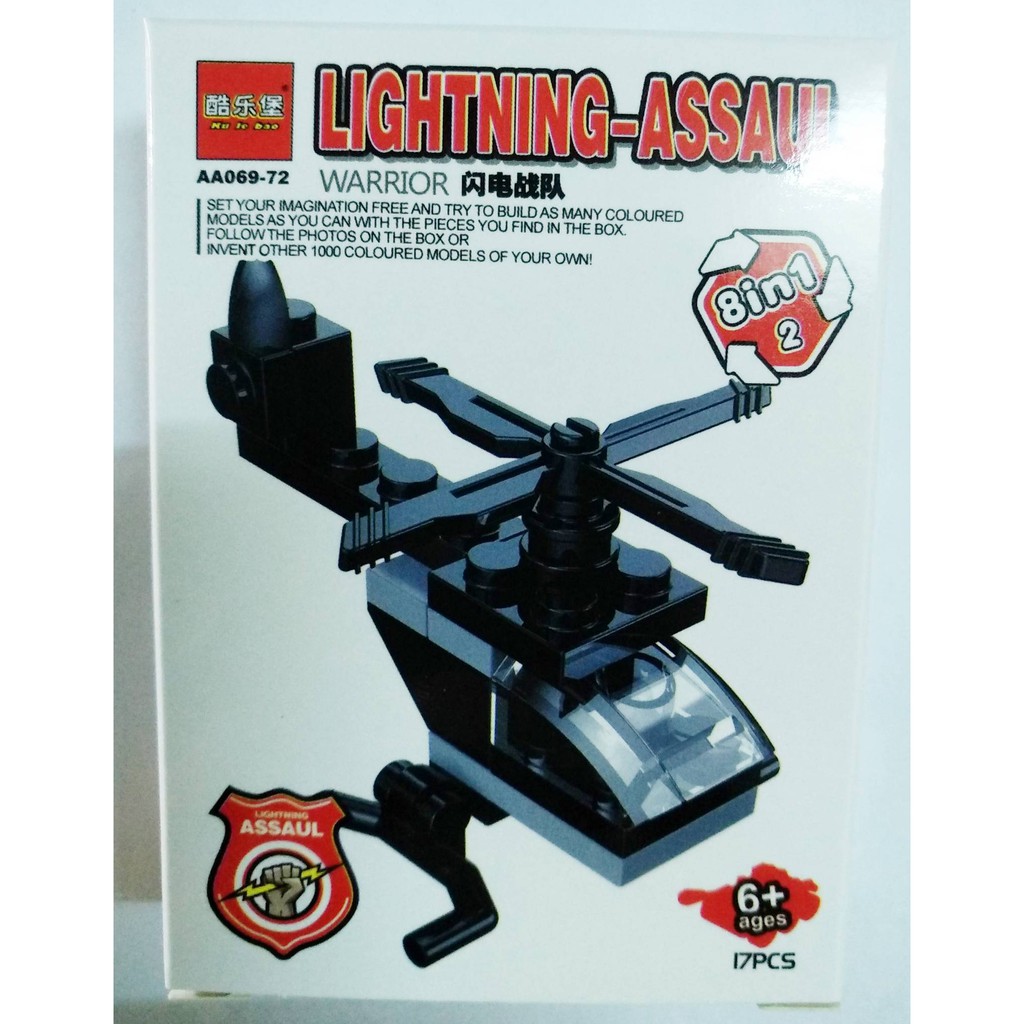 Đồ chơi lắp ráp lego giá rẻ 8in1 lightning asaaul mô hình xe máy bay trực thăng SWAT phát triển trí tuệ
