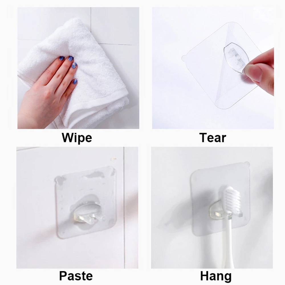 Móc giữ bàn chải đánh răng dán tường tiết kiệm không gian trong suốt đa năng