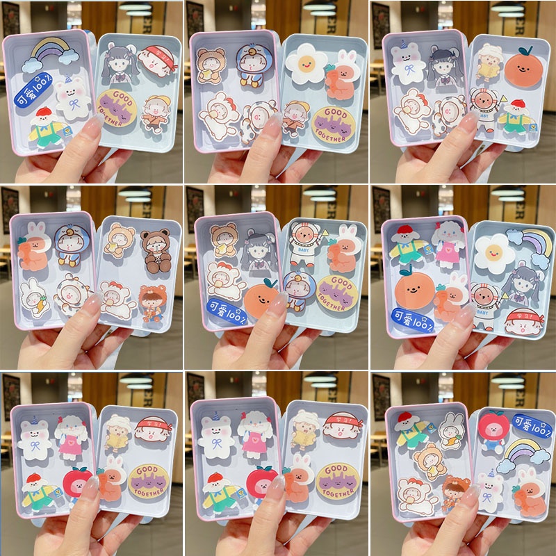 Set 4-10 Trâm Cài Áo Họa Tiết Hoạt Hình Phong Cách Hàn Quốc Xinh Xắn