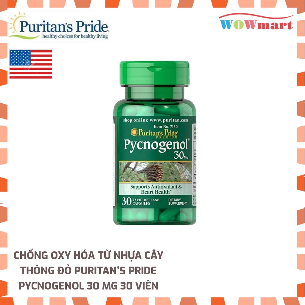 Chống oxy hóa từ nhựa cây thông đỏ Puritan’s Pride Pycnogenol 30 mg 30 viên