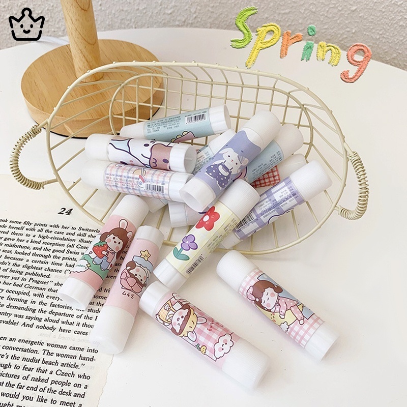 1 Keo Dán Màu Trơn Họa Tiết Hoạt Hình Đáng Yêu 9g JP6