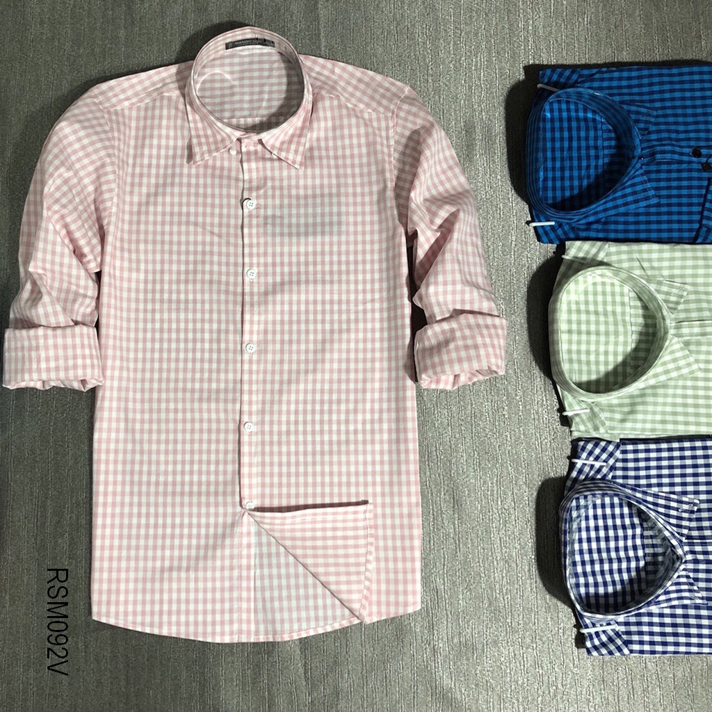 Áo sơ mi giá rẻ SOOTY rsm092 màu hồng, xanh đen, lục nhạt