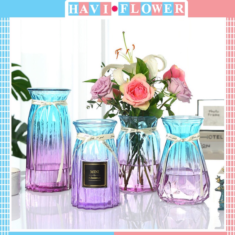 Bình cắm hoa thuỷ tinh đa giác 20cm decor trang trí tiện dụng, sang trọng, tinh tế B024