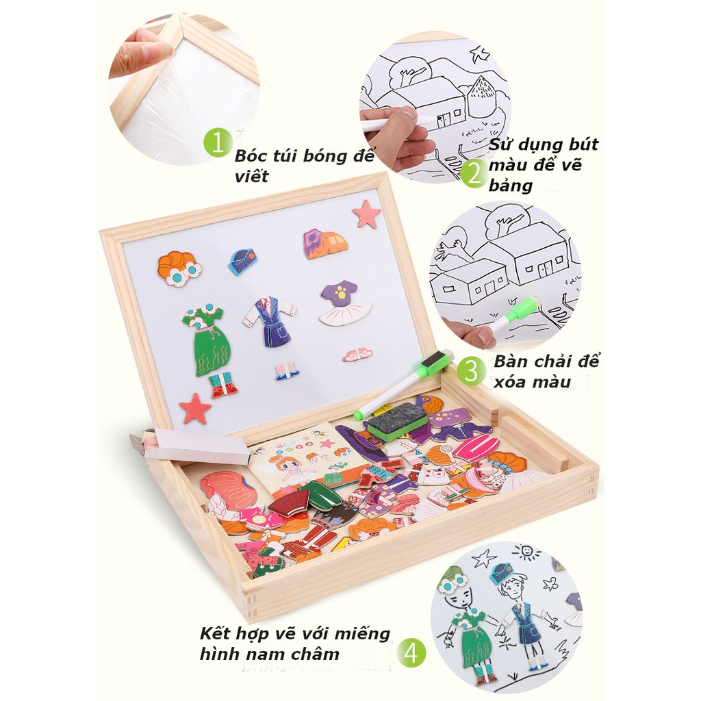 Bộ đồ chơi câu đố nam châm con vật,có từ tính,ghép hình thông minh cho bé