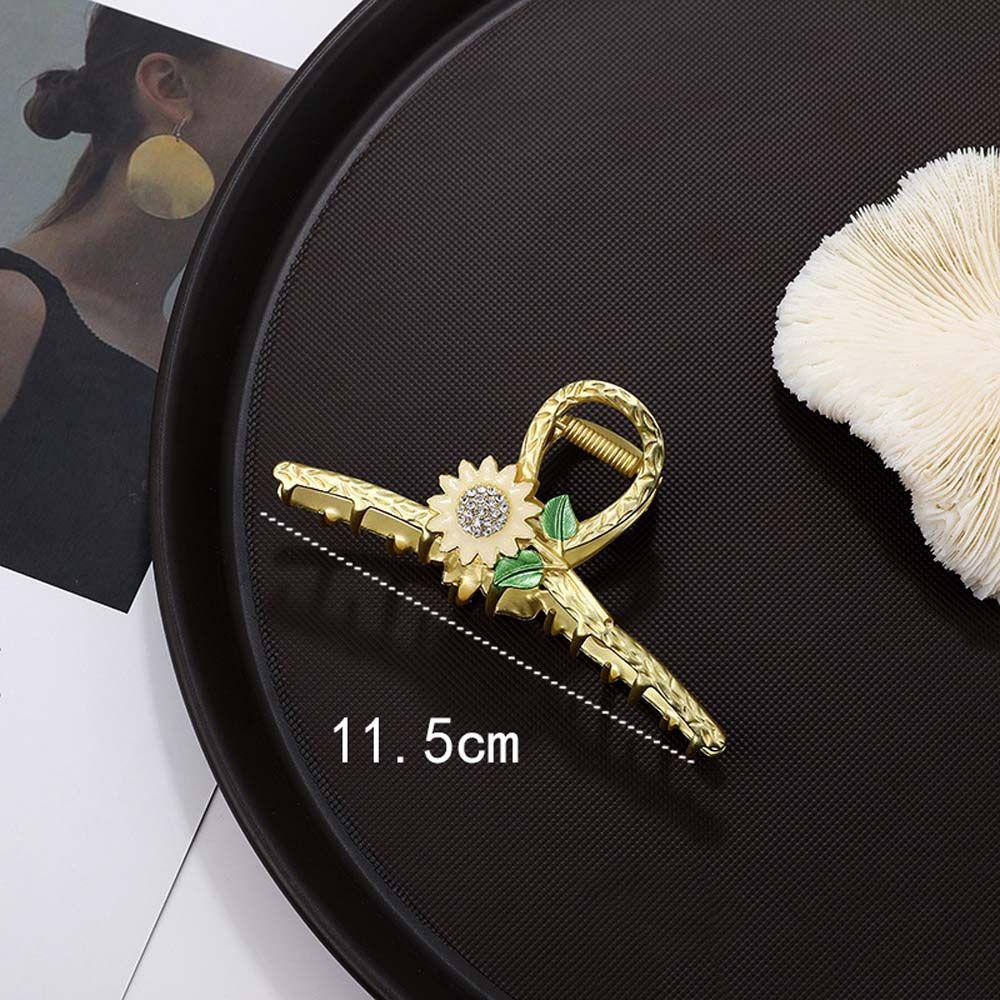 VANES1 Kẹp Tóc Kim Loại Hình Hoa Hướng Dương Đính Đá Phong Cách Hàn Quốc