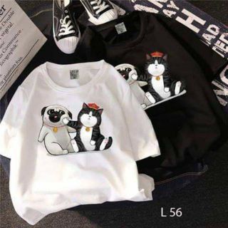 Áo thun tay lở chó pug
