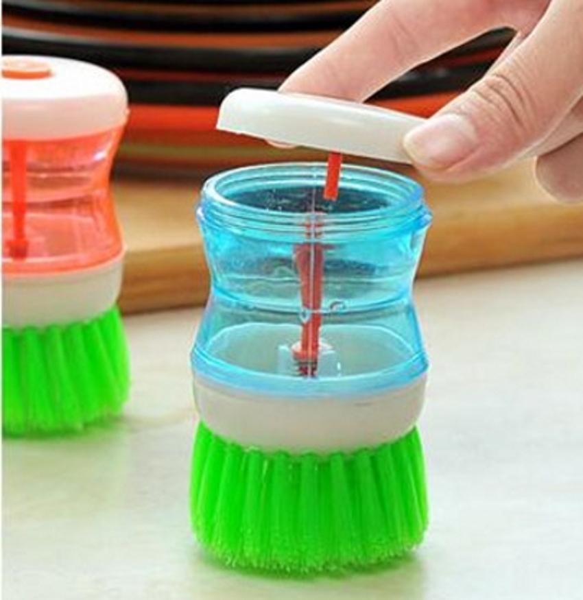 Cọ rửa vệ sinh có ngăn đựng dung dịch dạng nhấn đa năng tiện lợi dành cho nhà bếp