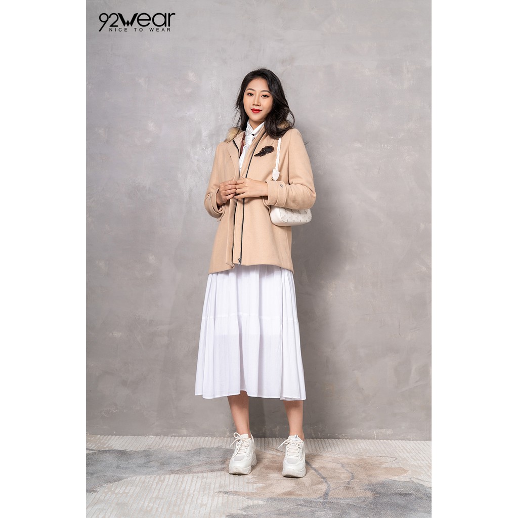 Áo khoác dạ nữ dáng dài có túi 2 bên có mũ lông KDW0435 - 92wear | BigBuy360 - bigbuy360.vn