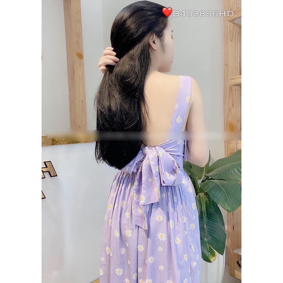 Đầm hai dây bản to hoa cúc phối bèo - hình thật treo móc