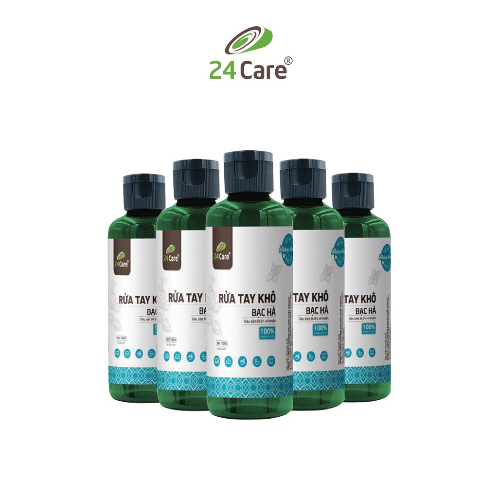 Bộ 10 Nước rửa tay khô tinh dầu Bạc Hà 24Care 100ML– diệt khuẩn 99,9% | BigBuy360 - bigbuy360.vn