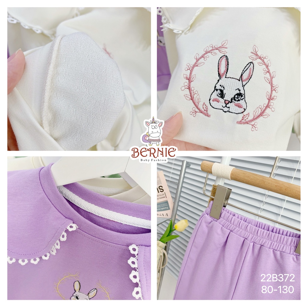 Bộ thu đông bé gái dài tay cá tính sành điệu, bộ thun da cá bé gái cổ sen xinh xắn