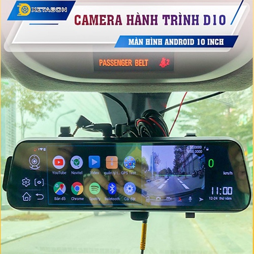 Camera hành trình gắn gương D10, cảnh báo va chạm, màn hình full HD, góc quay siêu rộng 170 độ