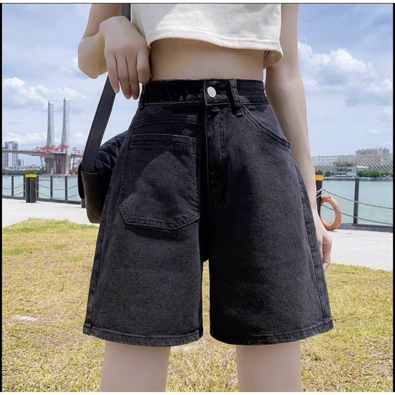 Quần Short Ngố Kaki Nữ Ống Rộng Túi Lệch Chất Kaki Mềm Mại Phong Cách Ulzzang Hàn Quốc Ms50