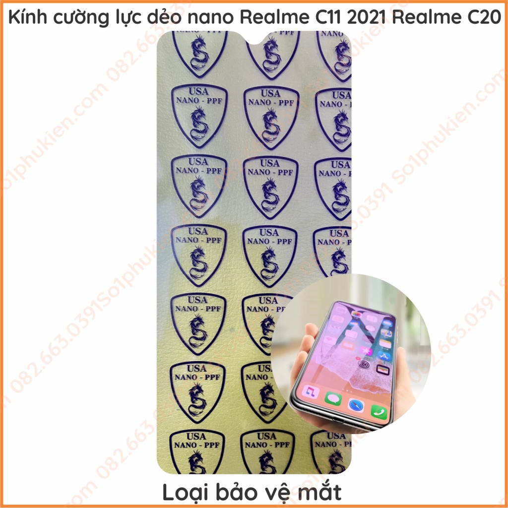 Dán cường lực Realme C20/ Realme C11 2021/ C21 / C21Y/ C25Y dẻo nano trong, nhám chống vân tay, bảo vệ mắt