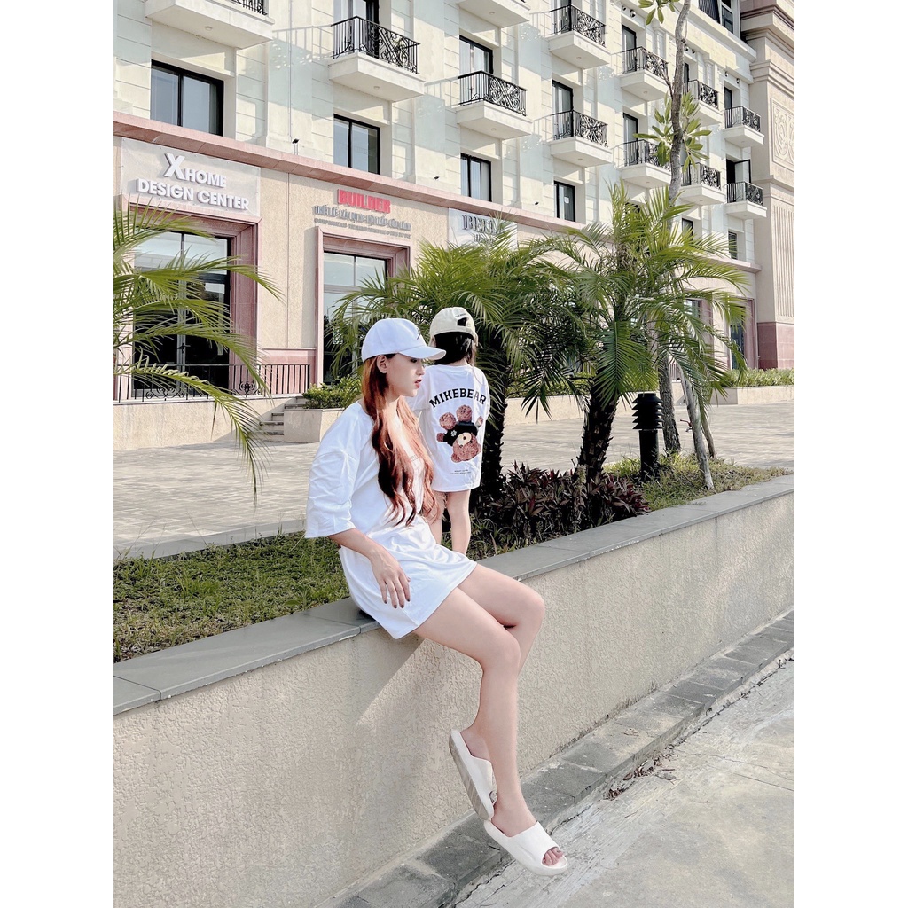 Áo thun tay lỡ Mikebear cho bé và gia đình , áo phông trẻ em unisex , Kid_genZ