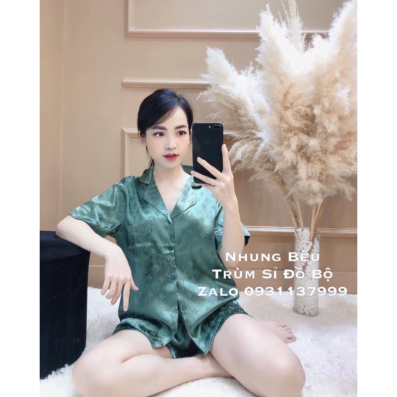 Đồ Bộ Pijama Lụa Gấm Áo Cộc Quần Đùi