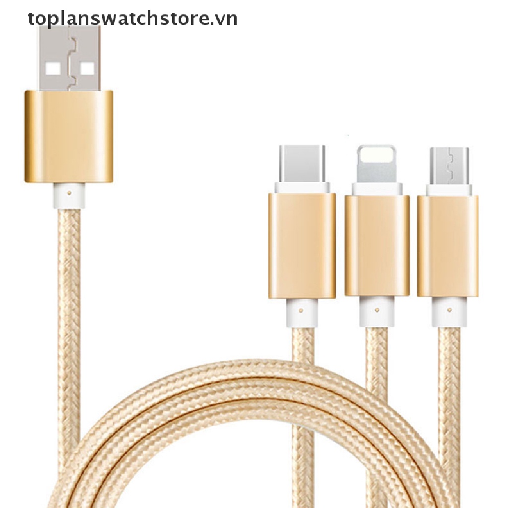 Dây Cáp Sạc Đồng Bộ Dữ Liệu Micro USB Loại C Đa Năng 3 Trong 1 Cho iPhone / Android