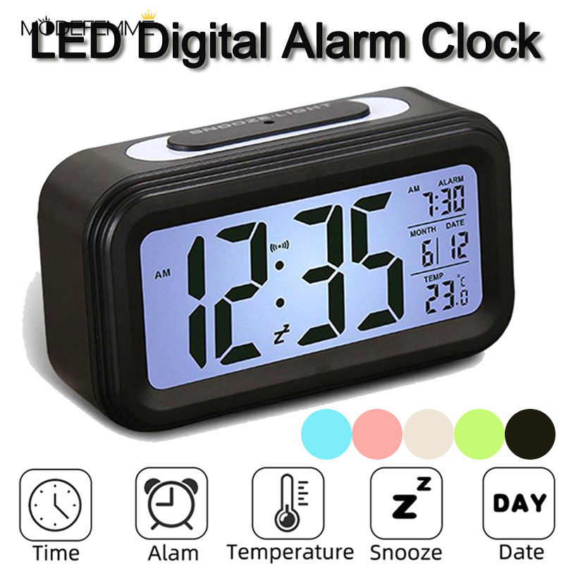 [ LED Digital Alarm Clock Large With Calendar][ Battery Operated Alarm Clock][Digital Clocks With Temperature Record For Home Office Table Clock ]