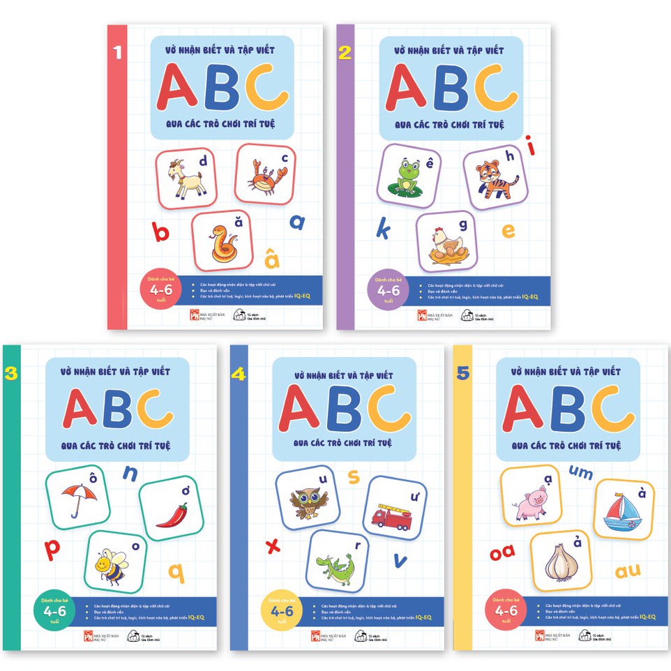 Sách - Vở Nhận Biết Và Tập Viết ABC Qua Các Trò Chơi Trí Tuệ (Bộ 5 Quyển)