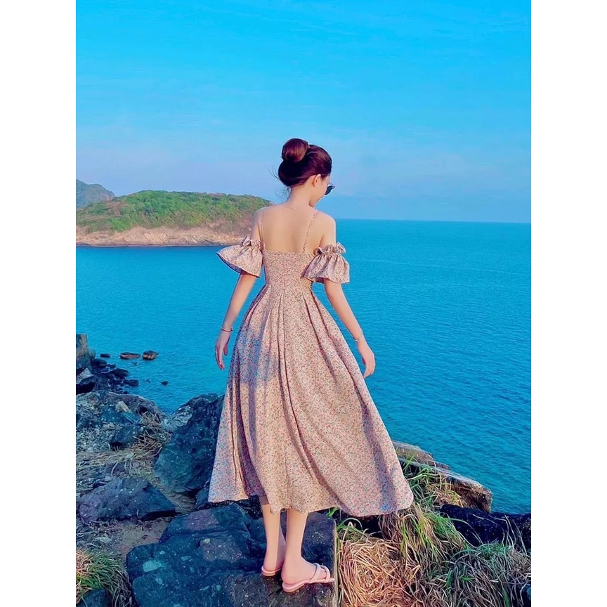 Đầm váy nữ hoa 2 miều đi biển hợp lí dáng maxi thân dài tôn dáng trẻ trung sang trọng thanh lịch siêu xinh