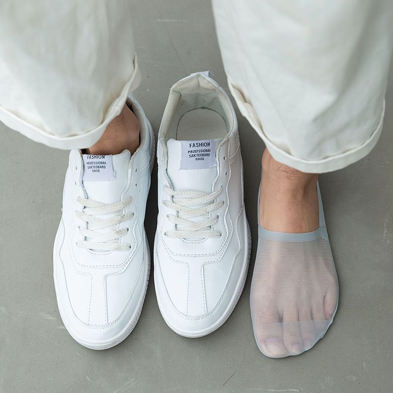 Đôi vớ thuyền màu trơn phối lưới thoáng khí thời trang mùa hè dành cho nam